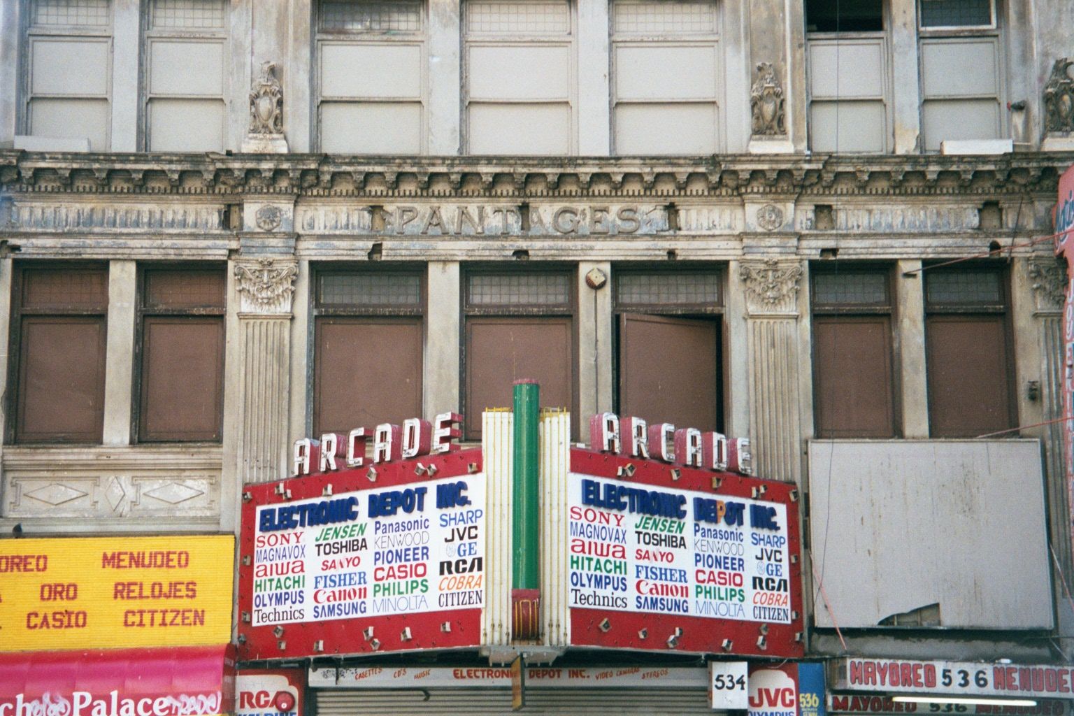 The Arcade had been the first Broadway theater, opening for vaudeville in 1910: you can still make out the name of Alexander "Something for
