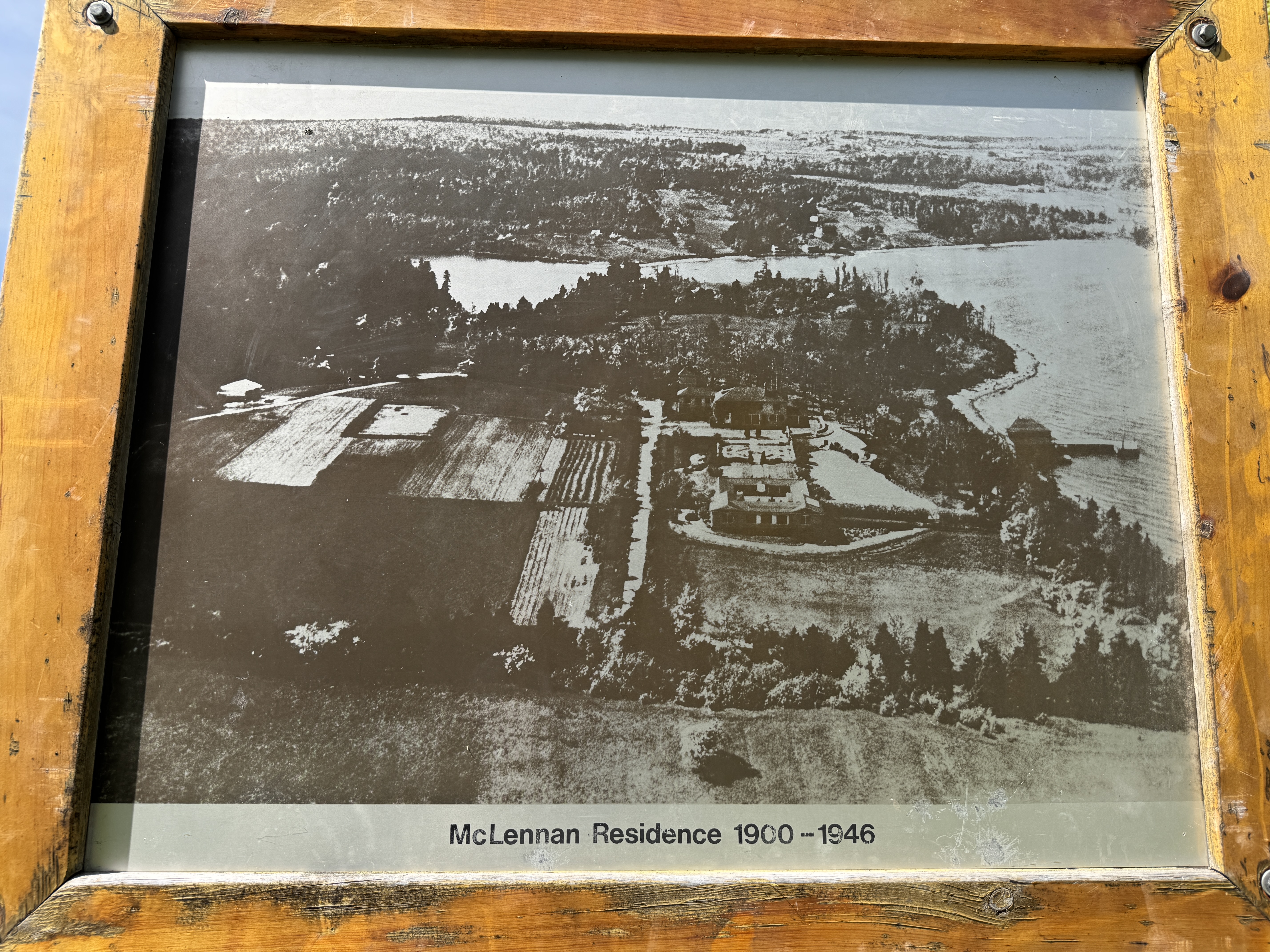 An air photo from when the house still stood on a peninsula that juts into the harbor.  Sydney is off to the right.