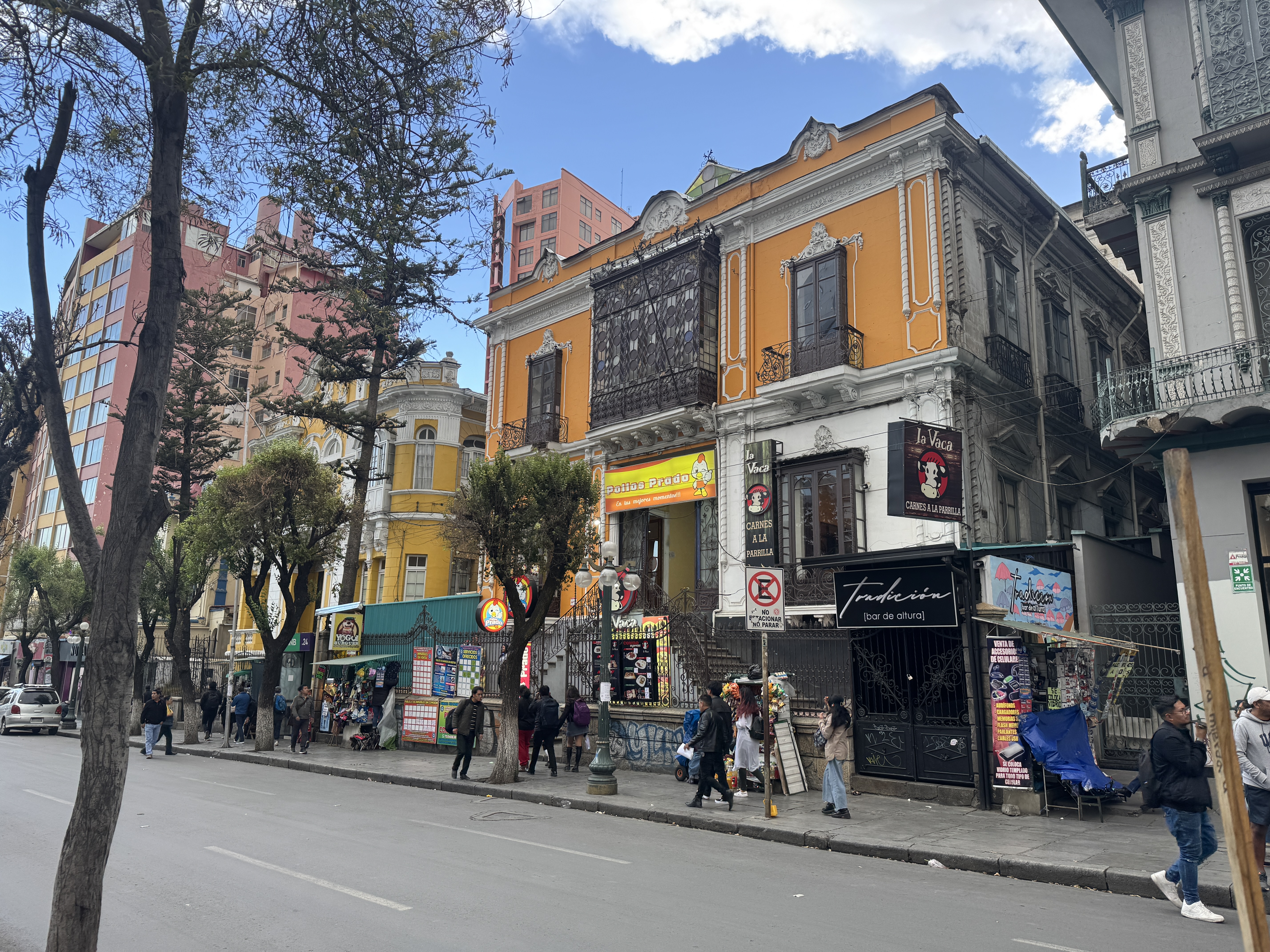 You can see the French influence in many buildings along the street.