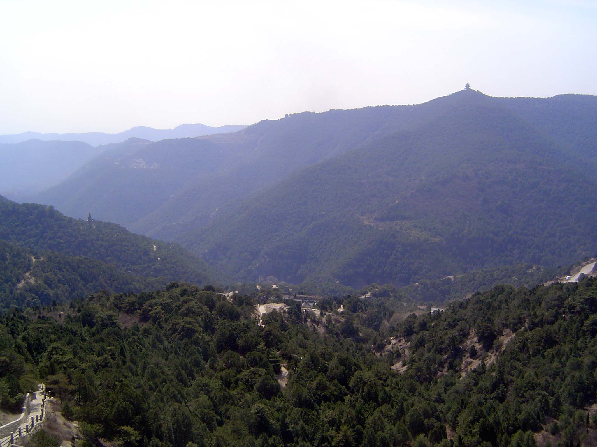The view across the valley, with a companion tower on the far side.