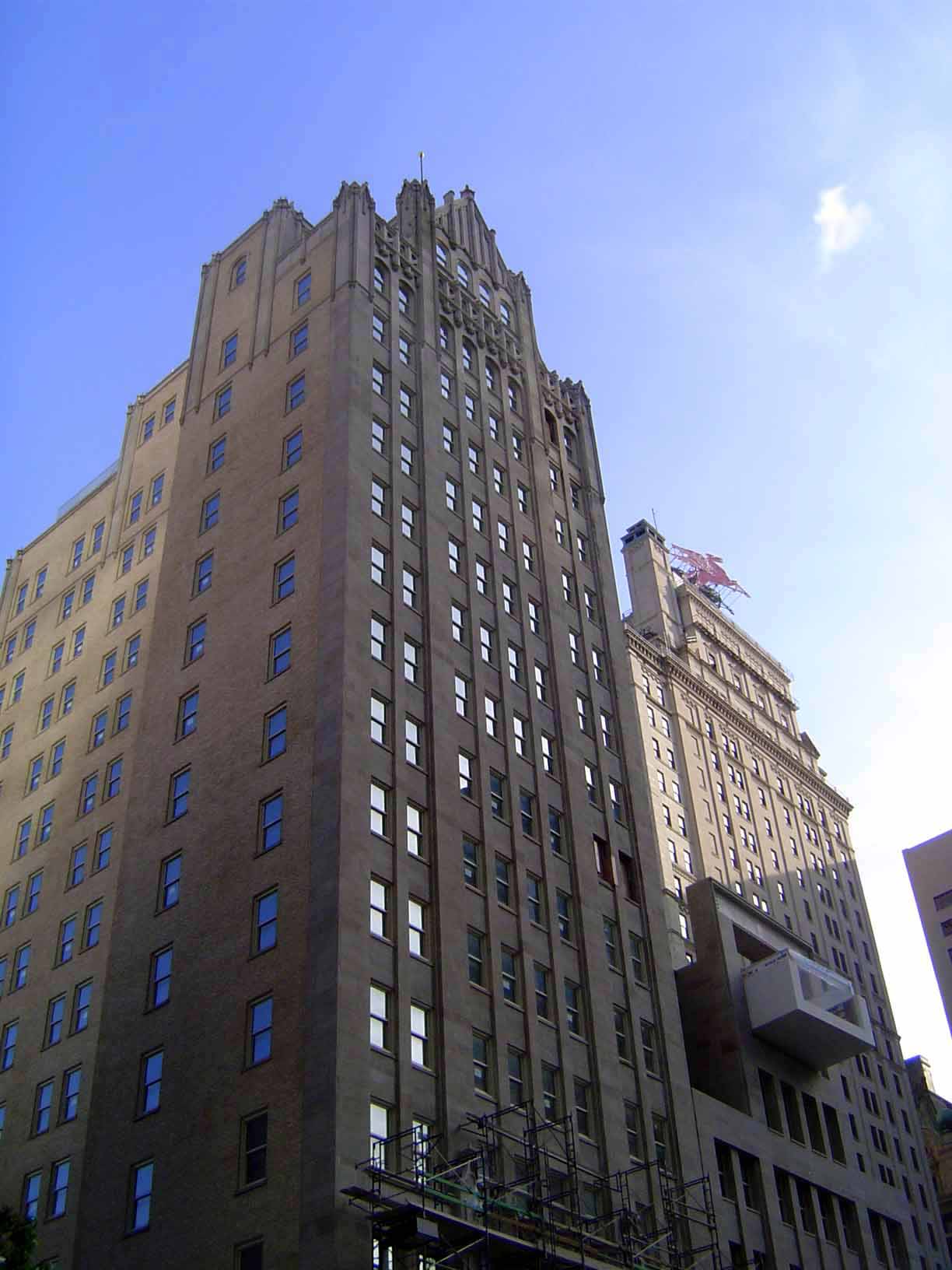 Busch put up an office building, too. It was the Busch Building until the 1920s, when it became the Kirby. Offices for decades, it's now—but