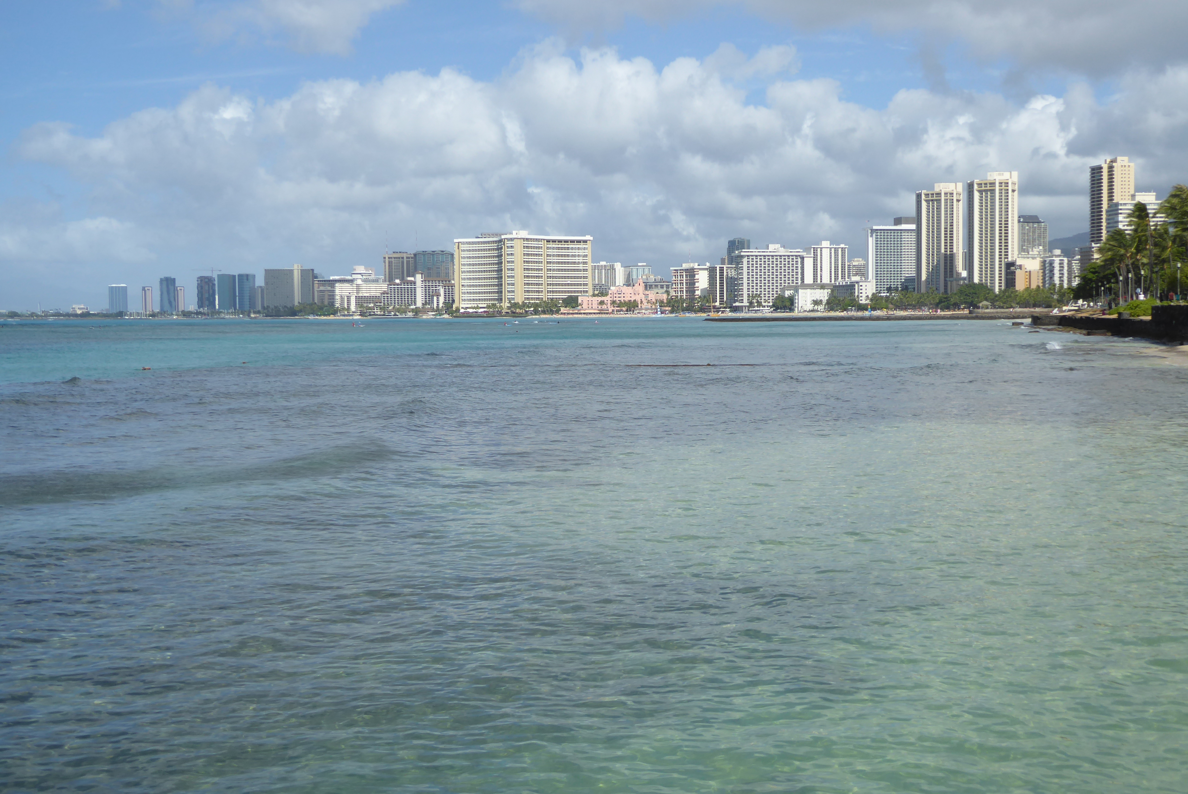 We'll start at the east end of Waikiki.