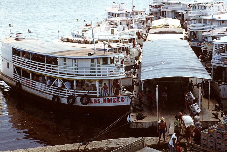 Heading up river or down: soft drinks and manioc flour.