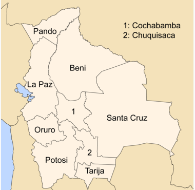 I suggest that any nation's biggest political subdivisions are usually sparsely settled.  Let's test this. Bolivia is divided into "departme
