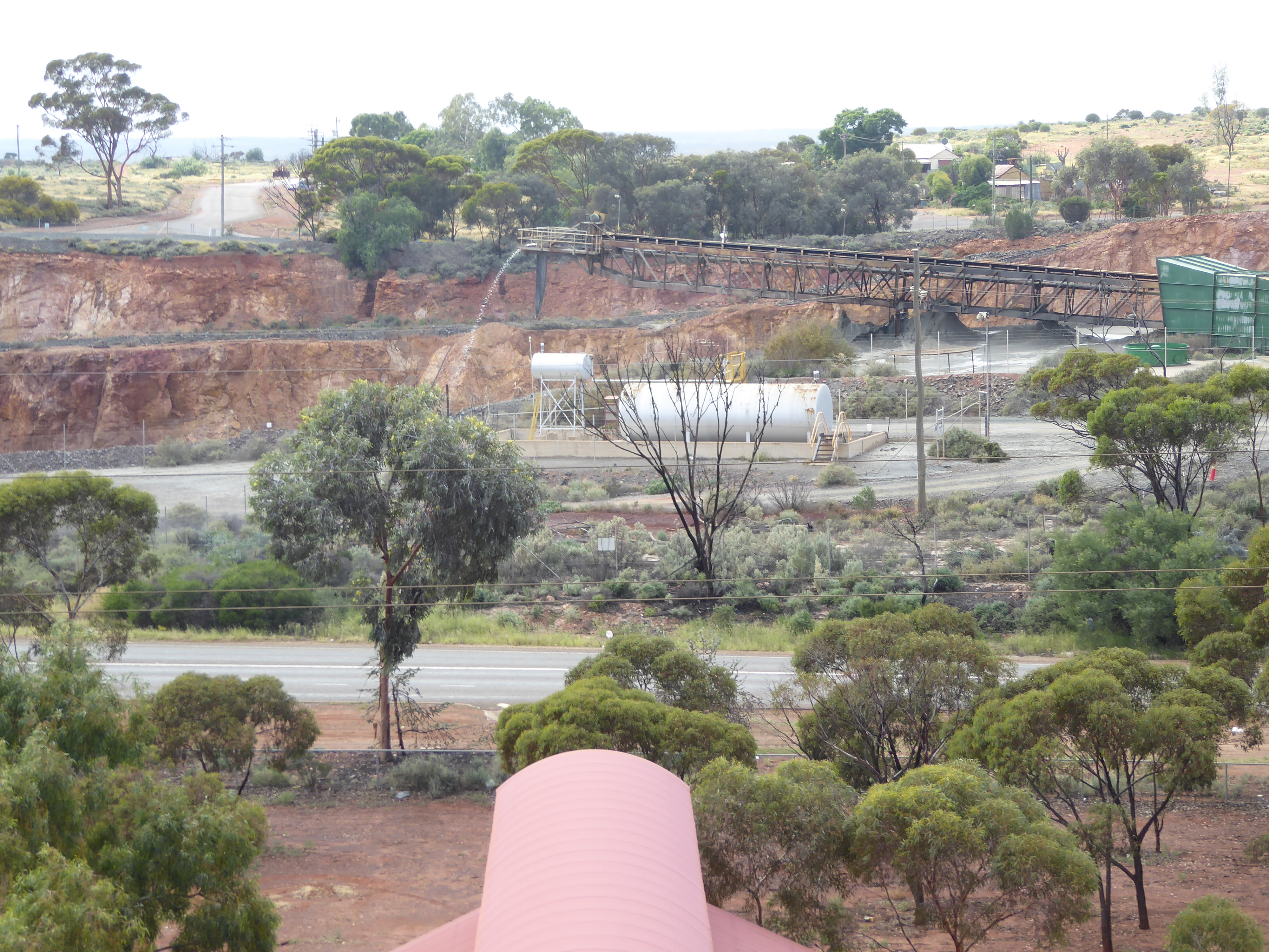 Here's one last view from the headframe: the view is north toward an active mine.