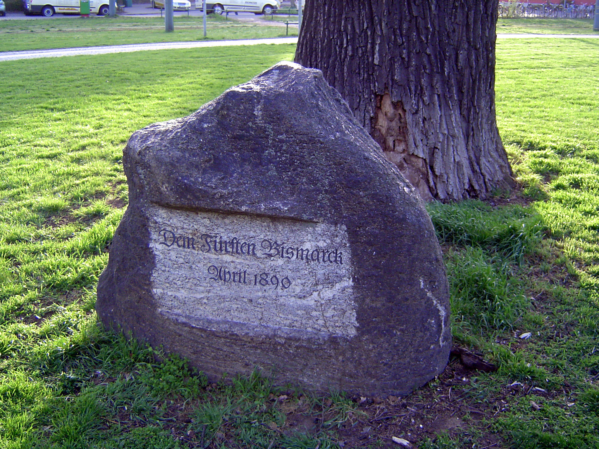 Before going over there: this oak in front of the station was planted in 1890 to mark Bismarck's 75th birthday. The next year the stone was