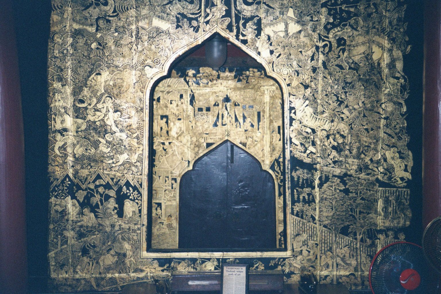 This is the chronological first panel, now in the inner room. The complex picture shows the battle against the demon Mara during which the B