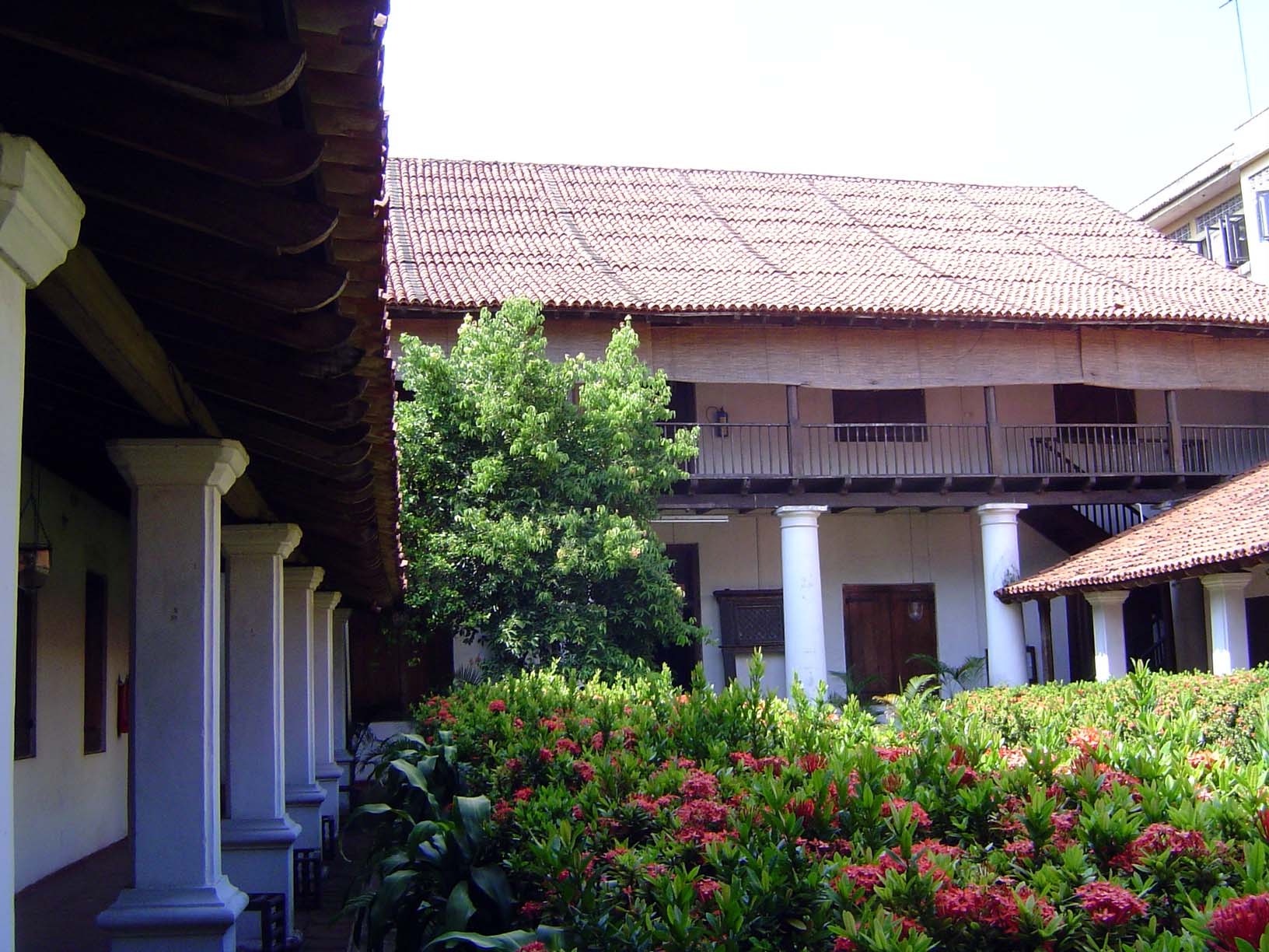 From the back of the courtyard looking toward the main building.