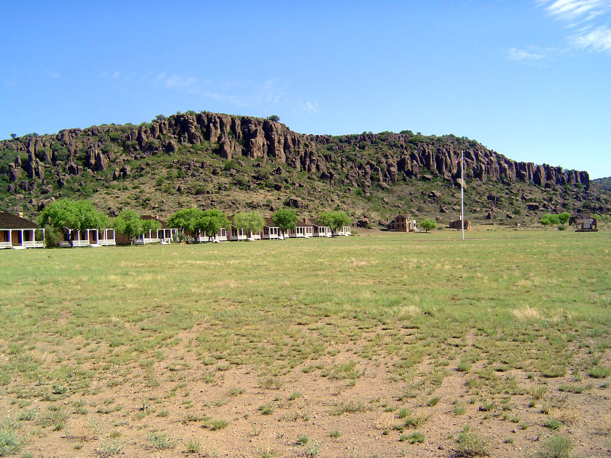 Officer's Row at Fort Davis proper. The fort was created in 1854 and was active until 1891. Since 1961, it has been maintained as the Fort D