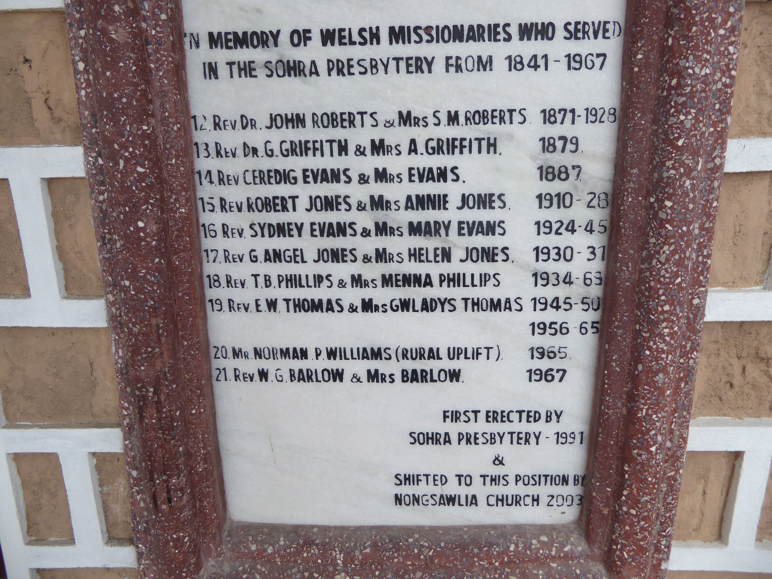 A string of missionaries followed.

The name Sohra is the indigenous name of the place. The British managed to pronounce it "Cherra," to whi