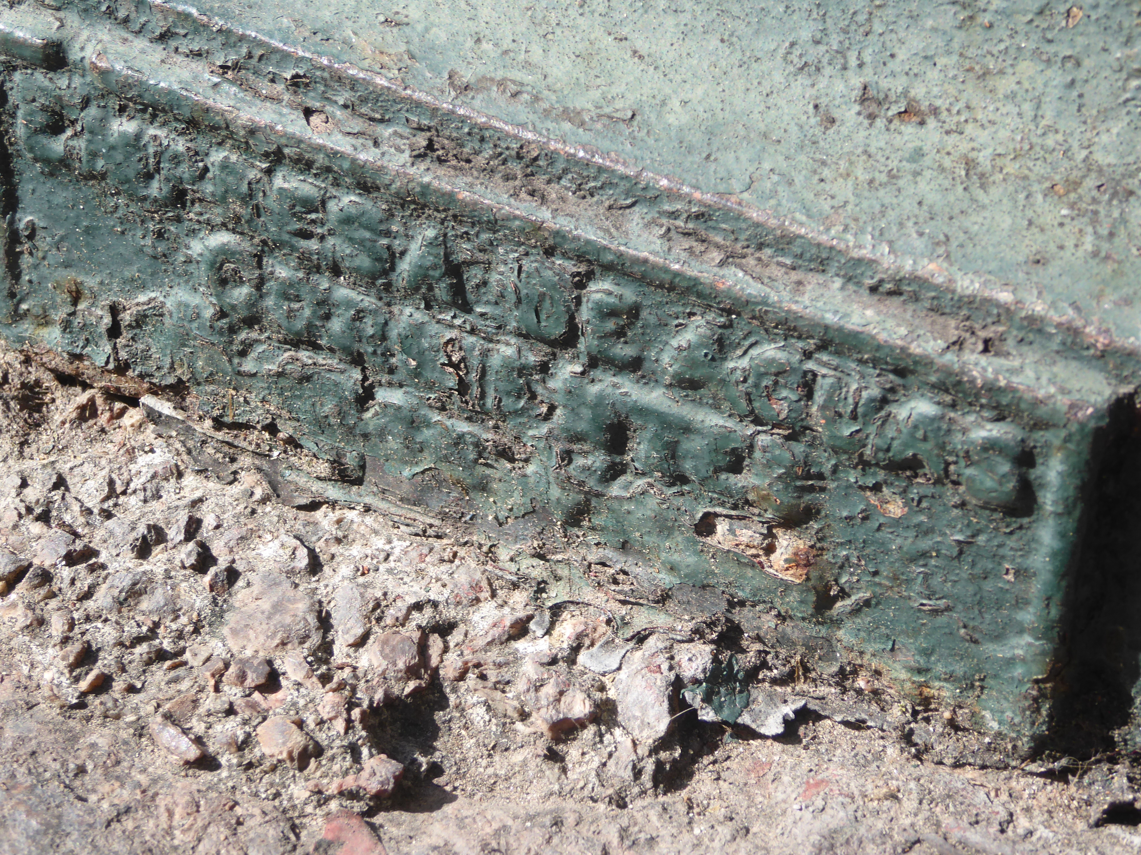 The pedestal inscription is illegible, but the fountain is reportedly a Wallace fountain, a type common in France, where Richard Wallace liv