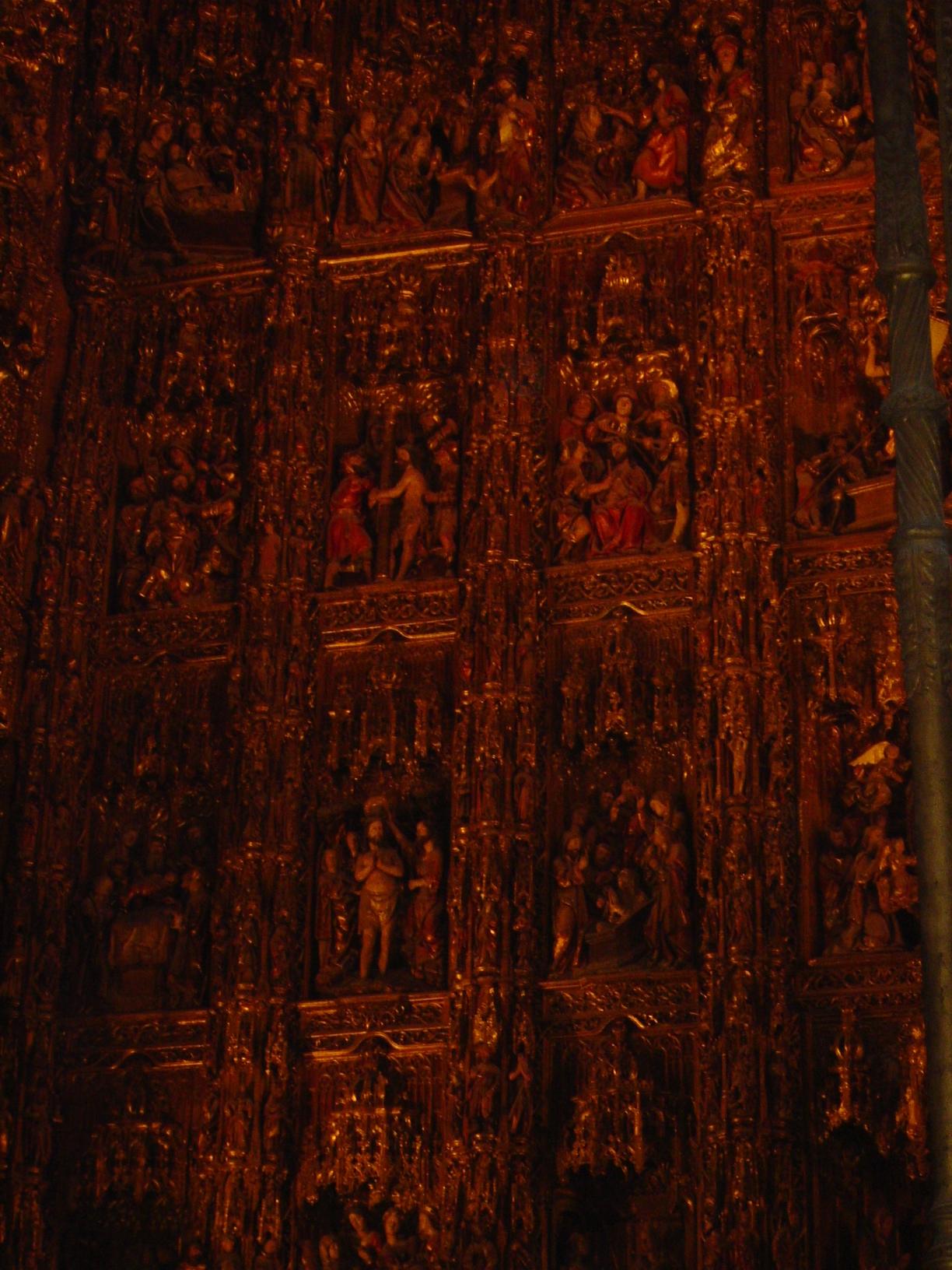 The cathedral's High Altar 1482-1525, built by the Flemish sculptor Pieter Dancart. It was an indulgence on the part of the city's fabulousl
