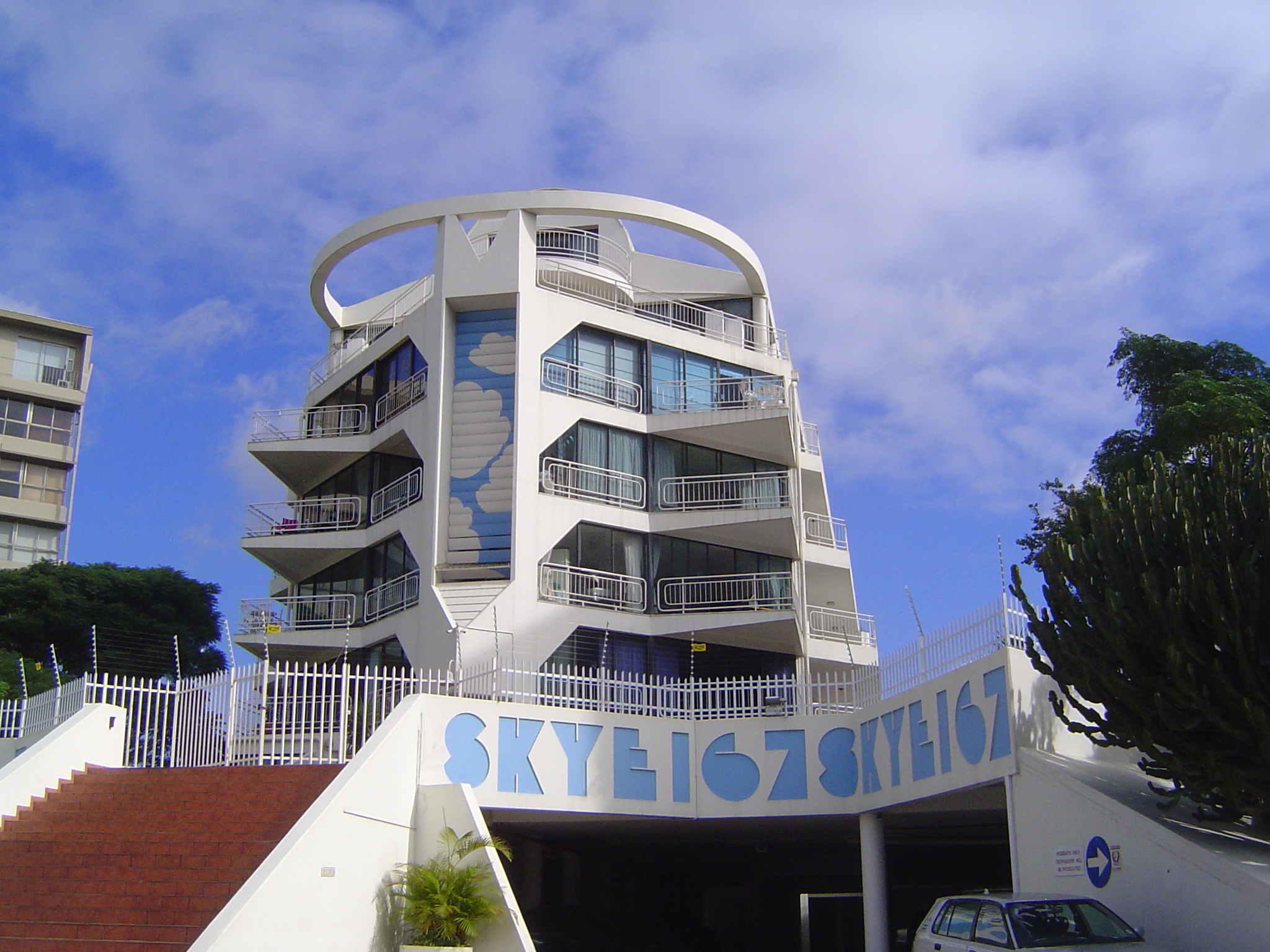 You can't live on Deco forever; here's the Skye, on Ridge Road and from 1977. That was the year of Close Encounters of the Third Kind.