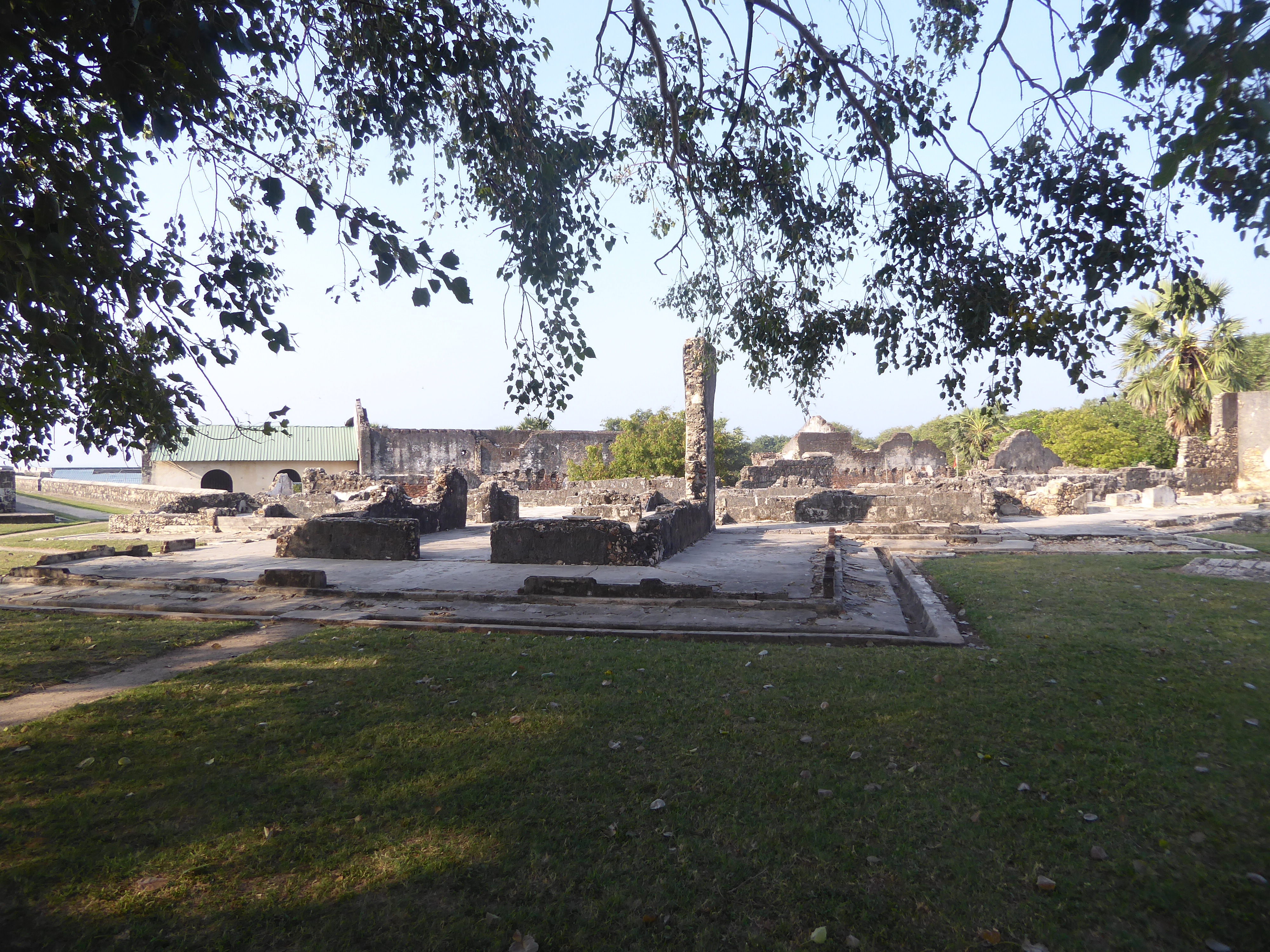 The ruins of Woolf's house, here in the foreground, overlook the ruined church and the so-called King's or Queen's House, the occasional res