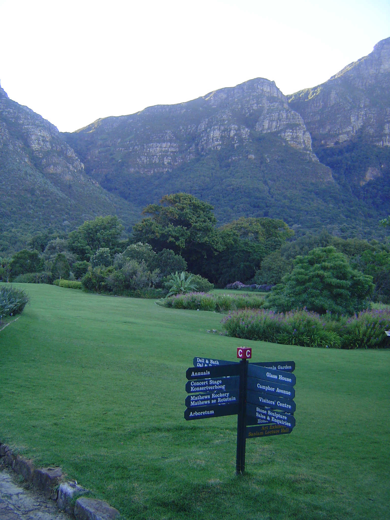 Between Mostert's Mill and Groot Constantia, and still on the east side of Table Mountainn, the Kirstenbosch National Botanical Garden was c