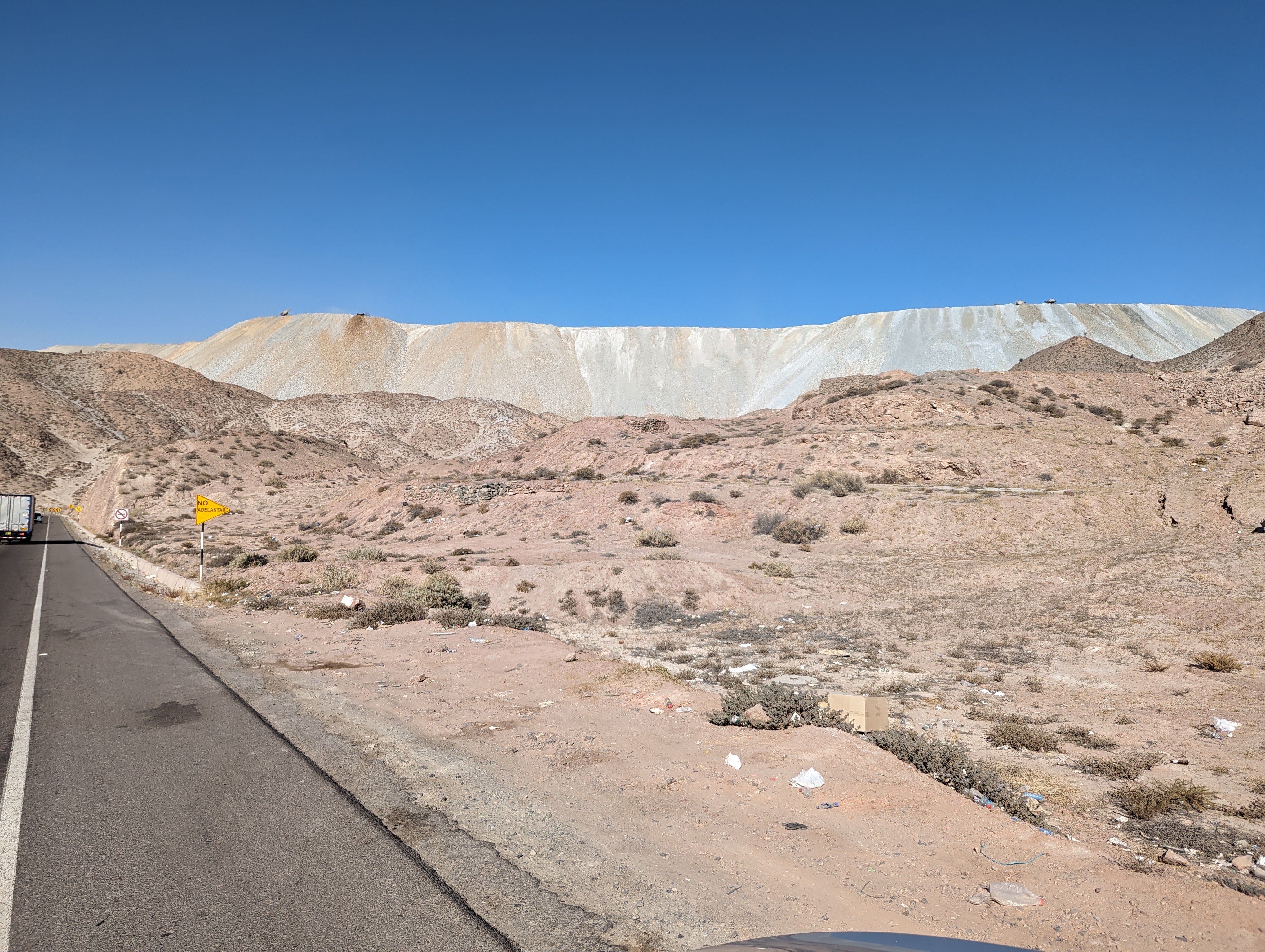 Can't see the  mine, but here's a great view of tailings.  The Mina Cerro Verde, a world-class copper operation, belongs mostly to Freeport