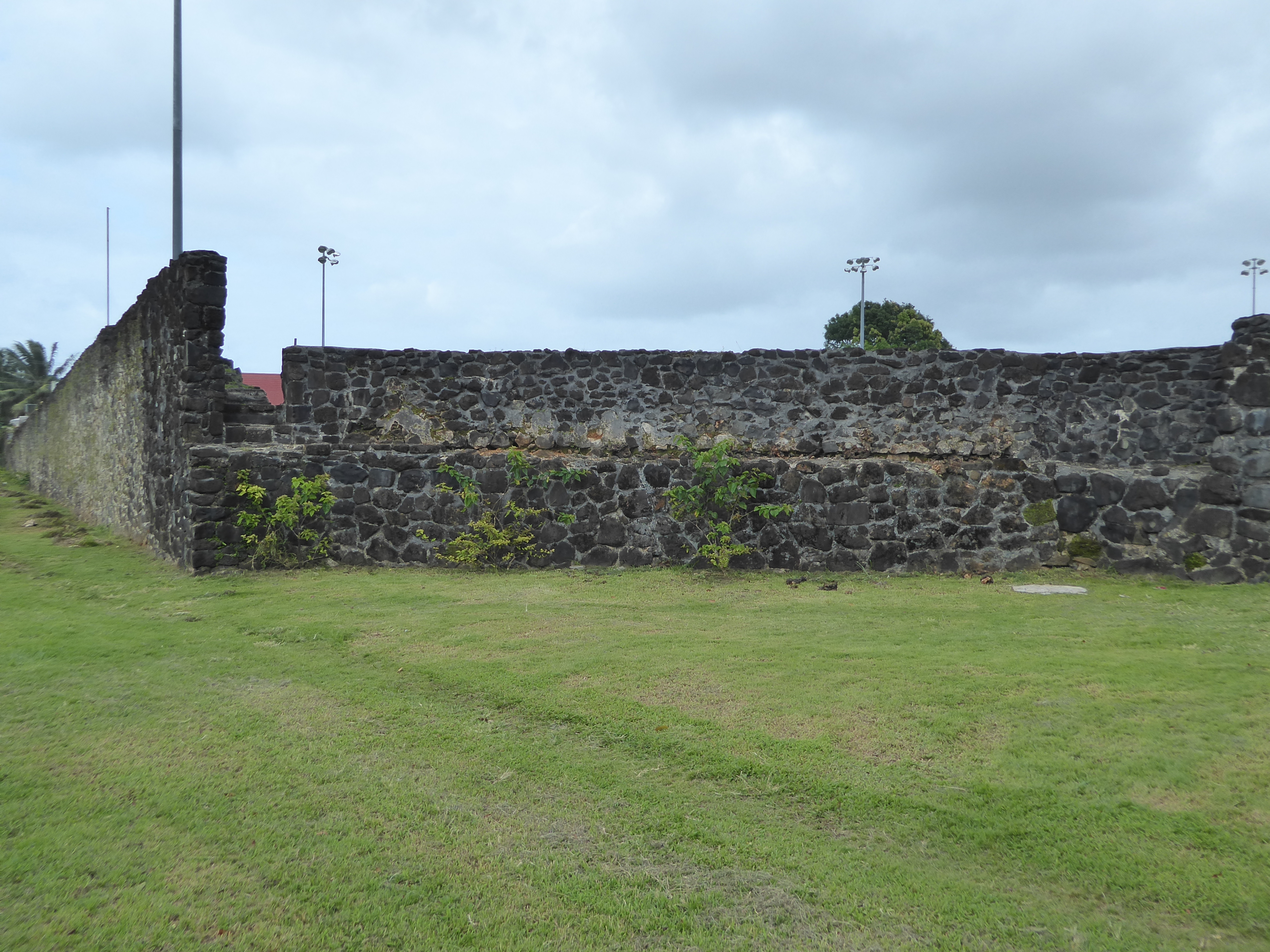 The site of the Spanish fort is now a baseball field, properly lit.