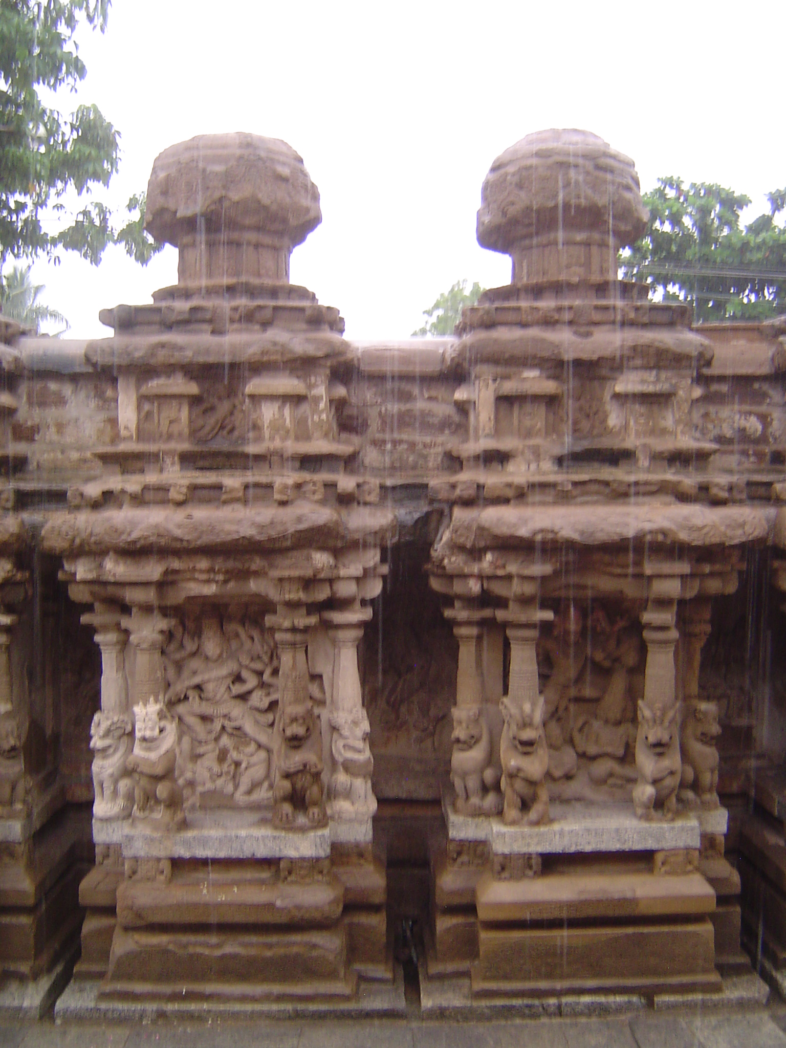 Here we focus on the side temples seen while standing on the steps in the previous picture. Each has a lila-murti of Shiva, or an image of o