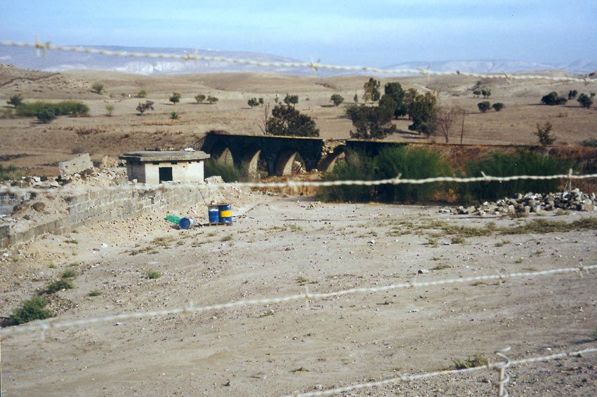The long defunct Turkish railway from Syria to Haifa included this bridge across the Jordan, which is probably the lowest railway on earth.