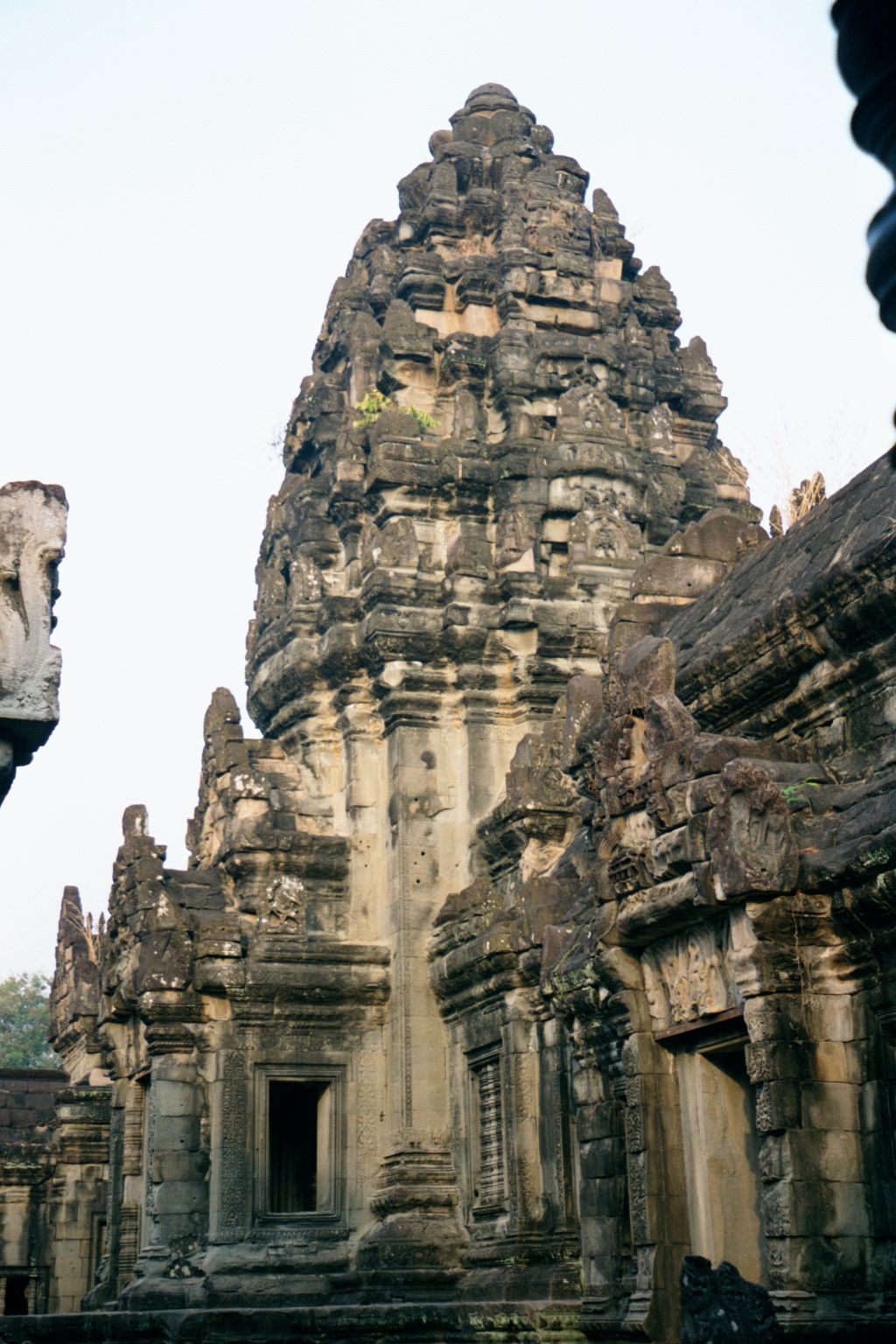Inside the inner wall is this towered shrine to Vishnu, crowded by surrounding buildings.