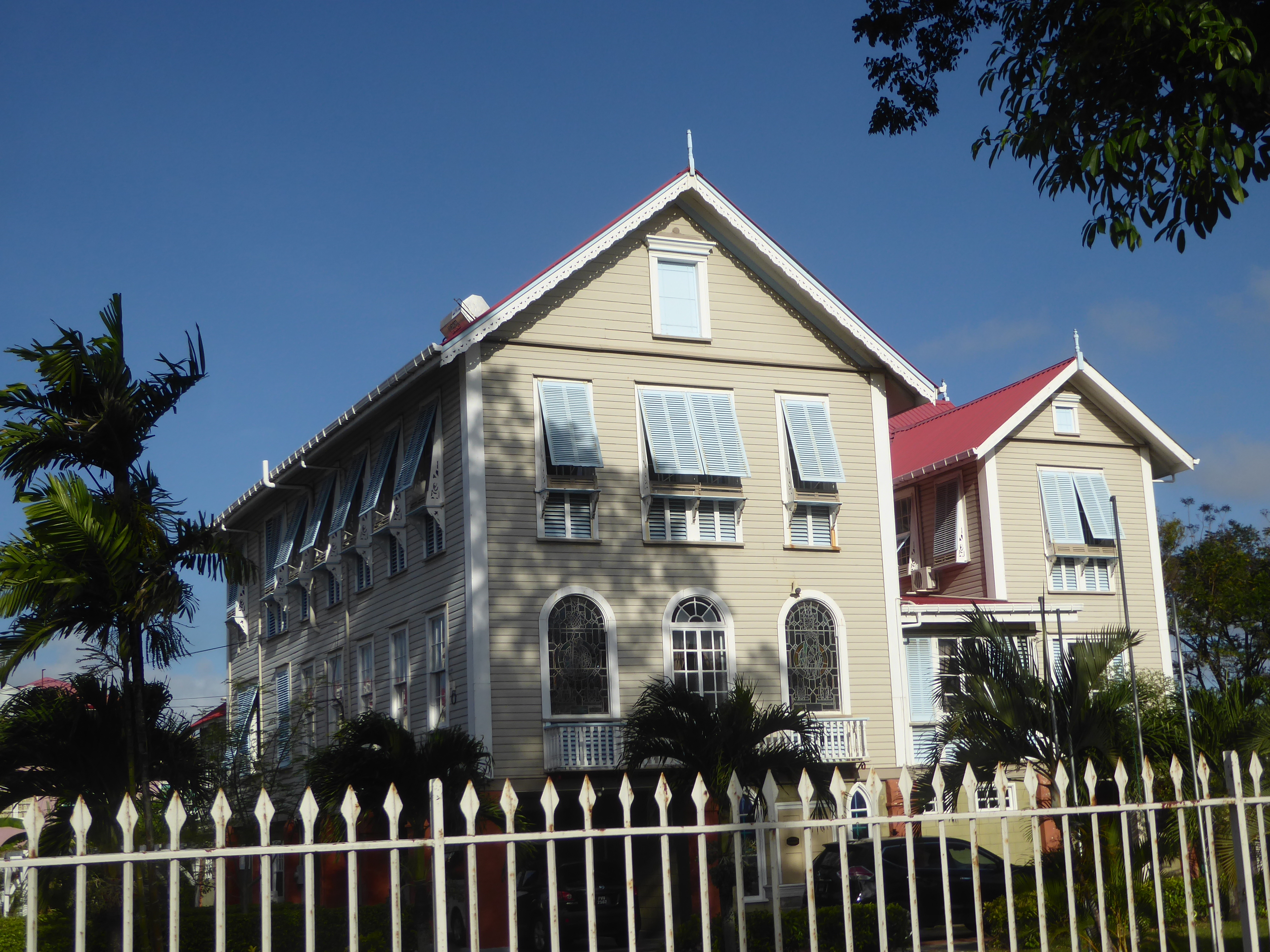 This is Austin House, named for the first Anglican bishop of Guyana, William Piercy Austin, who lived on this site from 1842 to 1892. Ironic