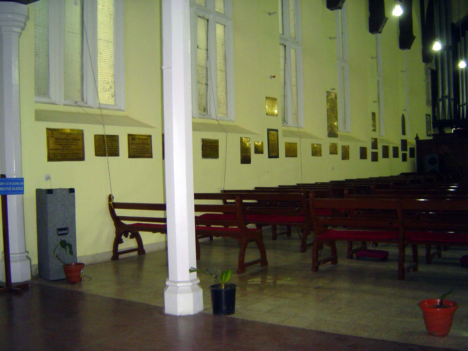 The walls are covered with memorial plaques, mostly but not all for military officers.