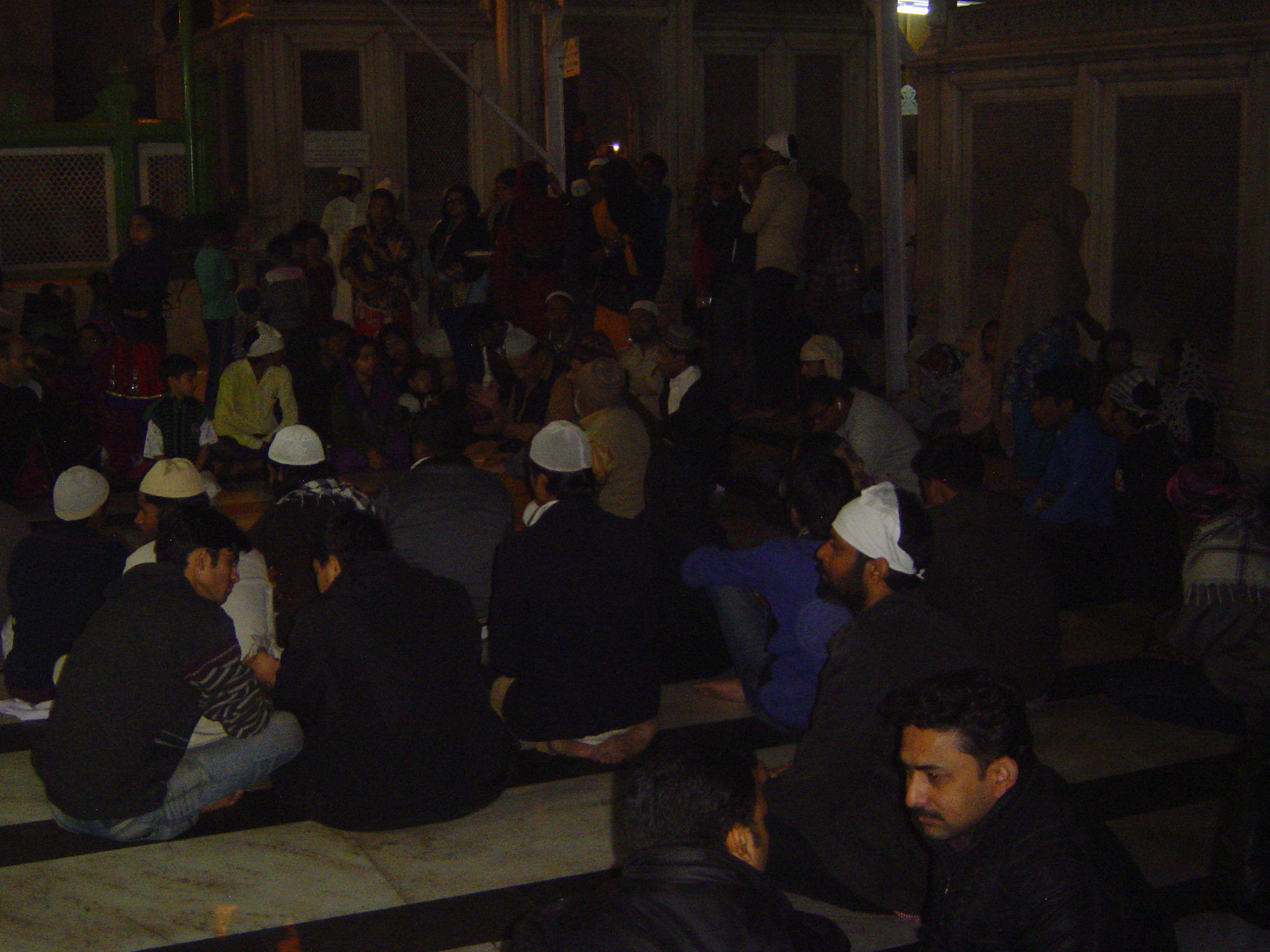 At night, the courtyard fills with musicians at the center.