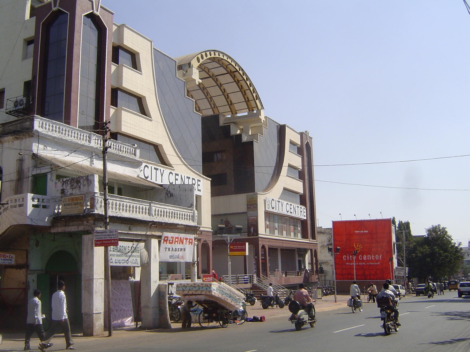 The effects are felt back in Hyderabad. Here's a shopping center at Abids, the long-time commercial center.