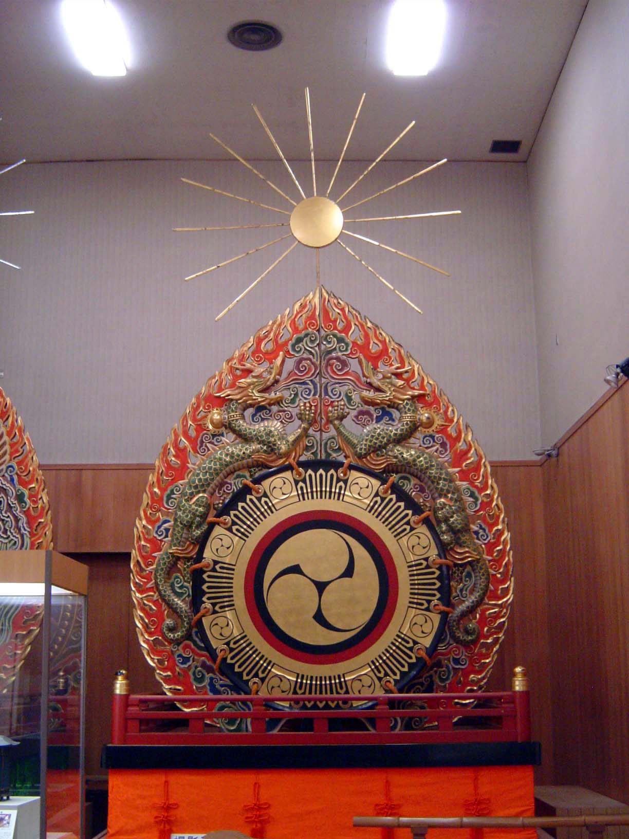 In the local museum, a drum with its own halo.