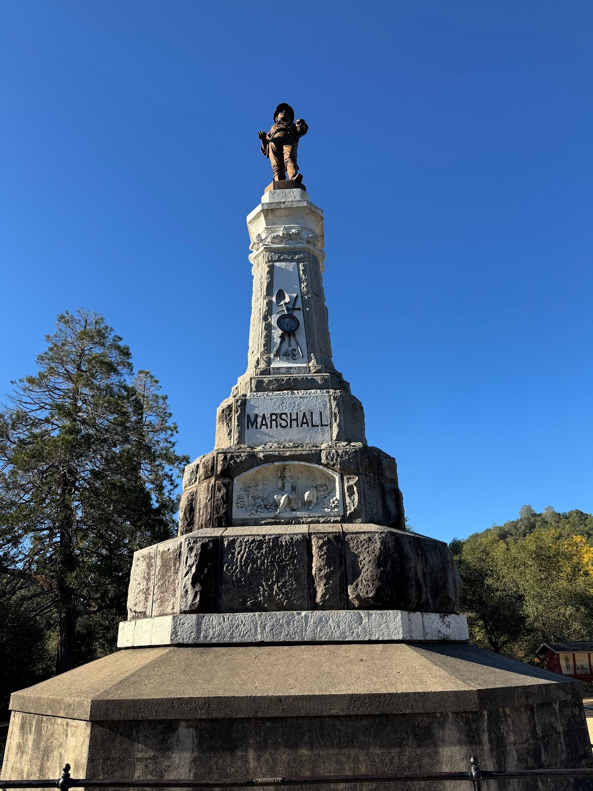 Marshall never made a fortune from gold or from anything else. He died broke but a few years later got this fine monument about a mile from