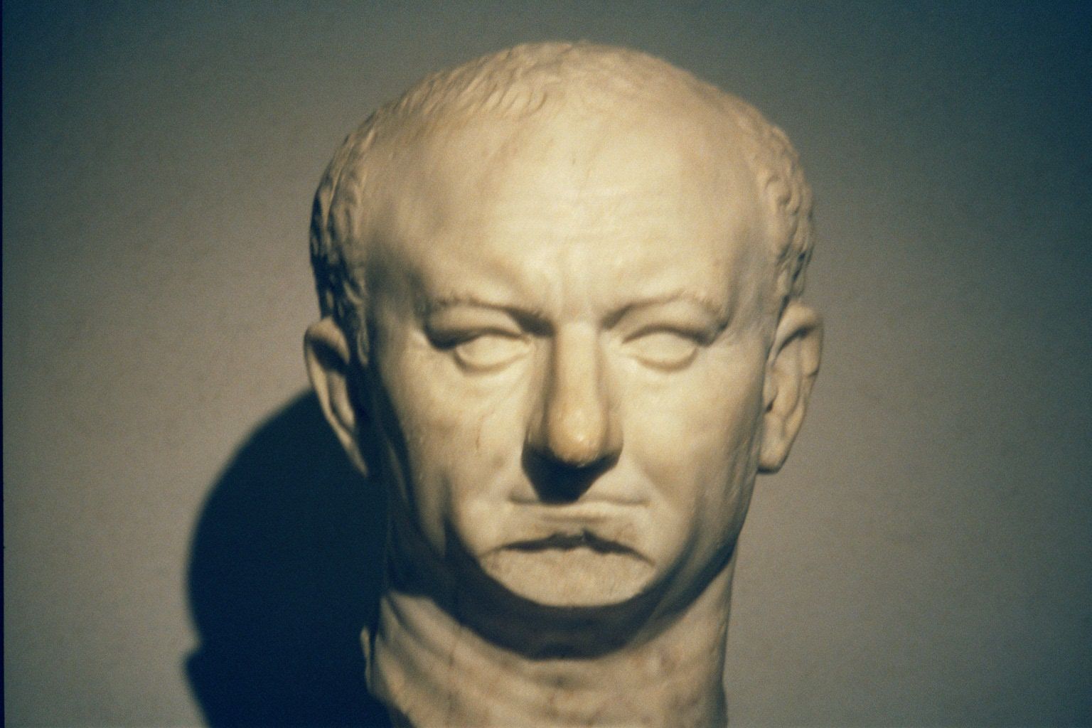 Images of the emperors were not only carved in profusion but air-brushed to make them look the part. Here, from the Palazzo Massimo, an imag