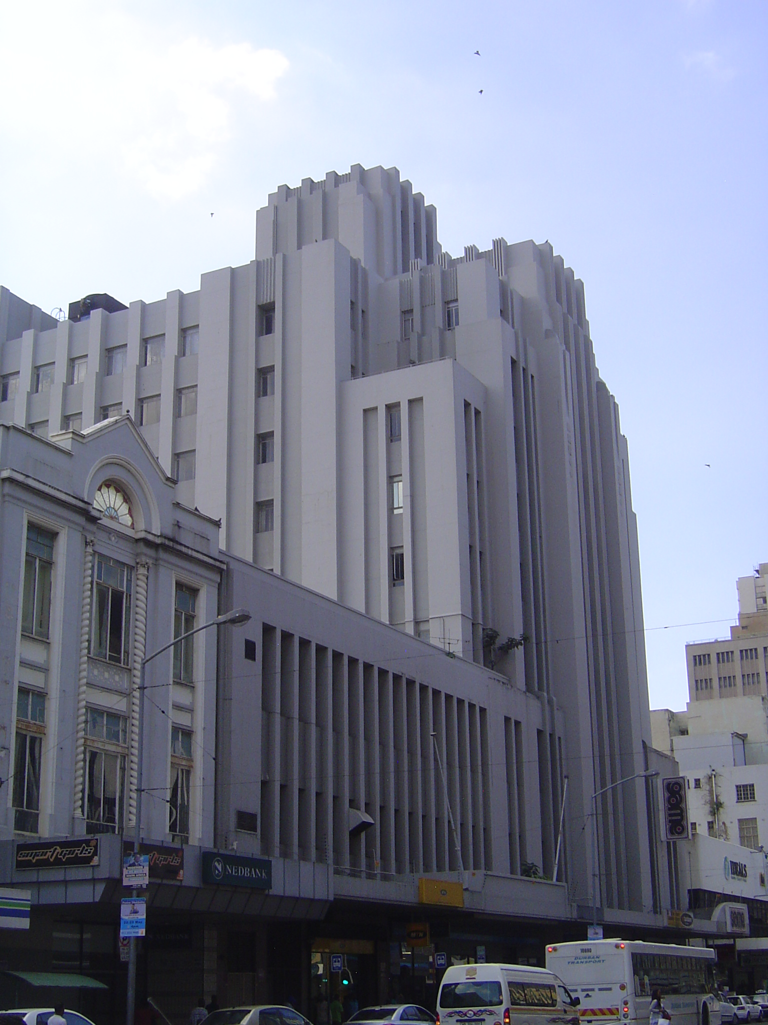 Art Deco became the rage in Durban, in protest, it is said, against British stuffiness. Here's a great example, straight out of the world of