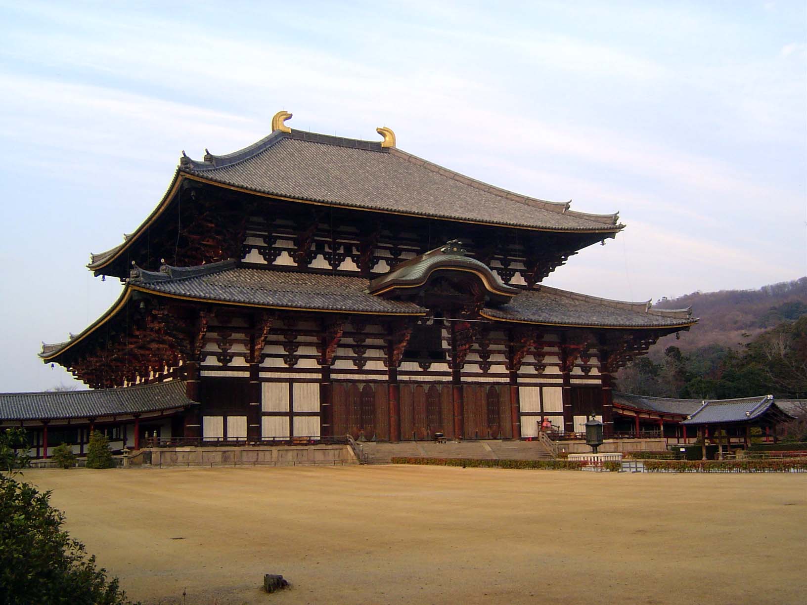 Here's what lies within: the Daibutsuden, or hall of the Great Buddha. It's reputedly the world's biggest wooden building under a single roo