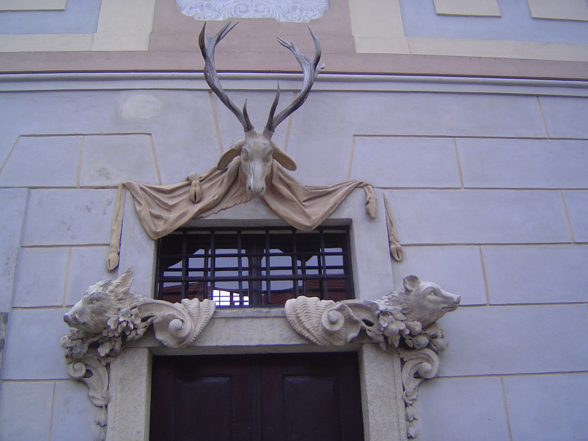 Decoration inside one of the castle courtyards. The aristocracy had a thing about hunting, after all, though the last of the Schwartzenbergs